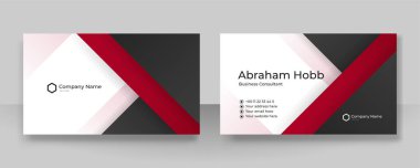 Modern zarif, basit, temiz, kırmızı ve siyah kartvizit tasarım vektörü şablonu ve yaratıcı profesyonel teknoloji kurumsal tarzı.