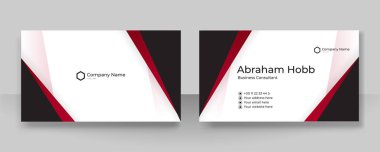 Modern zarif, basit, temiz, kırmızı ve siyah kartvizit tasarım vektörü şablonu ve yaratıcı profesyonel teknoloji kurumsal tarzı.