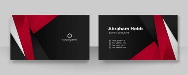 Modern zarif, basit, temiz, kırmızı ve siyah kartvizit tasarım vektörü şablonu ve yaratıcı profesyonel teknoloji kurumsal tarzı.