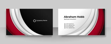 Modern zarif, basit, temiz, kırmızı ve siyah kartvizit tasarım vektörü şablonu ve yaratıcı profesyonel teknoloji kurumsal tarzı.