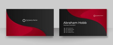 Modern zarif, basit, temiz, kırmızı ve siyah kartvizit tasarım vektörü şablonu ve yaratıcı profesyonel teknoloji kurumsal tarzı.