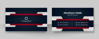 Modern zarif, basit, temiz, kırmızı ve siyah kartvizit tasarım vektörü şablonu ve yaratıcı profesyonel teknoloji kurumsal tarzı.