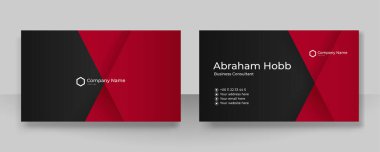 Modern zarif, basit, temiz, kırmızı ve siyah kartvizit tasarım vektörü şablonu ve yaratıcı profesyonel teknoloji kurumsal tarzı.