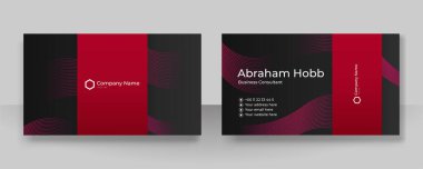 Modern zarif, basit, temiz, kırmızı ve siyah kartvizit tasarım vektörü şablonu ve yaratıcı profesyonel teknoloji kurumsal tarzı.