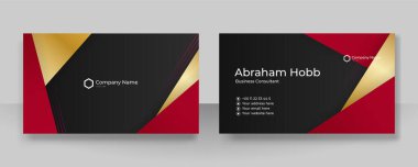 Modern zarif, basit, temiz, kırmızı ve siyah kartvizit tasarım vektörü şablonu ve yaratıcı profesyonel teknoloji kurumsal tarzı.