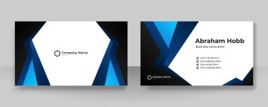 Modern, basit, temiz, koyu mavi kartvizit tasarım şablonu ve yaratıcı profesyonel teknoloji kurumsal tarzı.