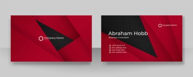 Modern zarif, basit, temiz, kırmızı ve siyah kartvizit tasarım vektörü şablonu ve yaratıcı profesyonel teknoloji kurumsal tarzı.