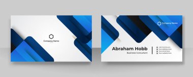 Modern, basit, temiz, koyu mavi kartvizit tasarım şablonu ve yaratıcı profesyonel teknoloji kurumsal tarzı.