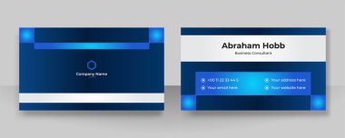 Modern, basit, temiz, koyu mavi kartvizit tasarım şablonu ve yaratıcı profesyonel teknoloji kurumsal tarzı.