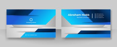 Modern, basit, temiz, koyu mavi kartvizit tasarım şablonu ve yaratıcı profesyonel teknoloji kurumsal tarzı.