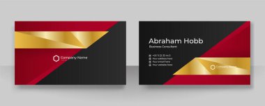 Modern zarif, basit, temiz, kırmızı ve siyah kartvizit tasarım vektörü şablonu ve yaratıcı profesyonel teknoloji kurumsal tarzı.