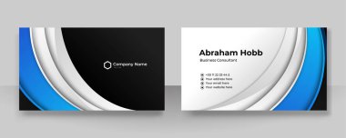 Modern, basit, temiz, koyu mavi kartvizit tasarım şablonu ve yaratıcı profesyonel teknoloji kurumsal tarzı.