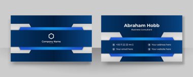 Modern, basit, temiz, koyu mavi kartvizit tasarım şablonu ve yaratıcı profesyonel teknoloji kurumsal tarzı.