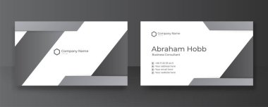 Modern zarif, basit, temiz, asgari, gri, siyah kart tasarım vektörü şablonu ve yaratıcı, profesyonel teknoloji kurumsal tarzı.