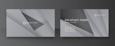 Modern zarif, basit, temiz, asgari, gri, siyah kart tasarım vektörü şablonu ve yaratıcı, profesyonel teknoloji kurumsal tarzı.