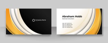 Modern siyah turuncu zarif, basit, temiz, asgari iş kartı tasarım vektör şablonu ve yaratıcı profesyonel teknoloji kurumsal tarzı.
