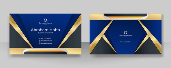 現代のシンプルな青と金の名刺デザインテンプレート技術企業スタイル — ストックベクタ