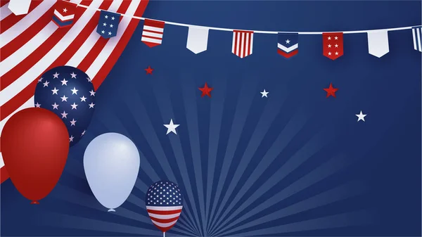 独立記念日を祝うアメリカの赤と青のデザインの背景 — ストックベクタ