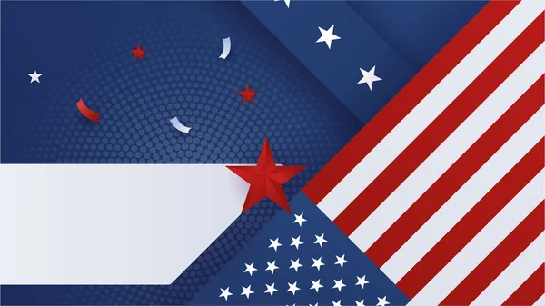 Celebrar Dia Independência Americano Vermelho Azul Fundo Design —  Vetores de Stock