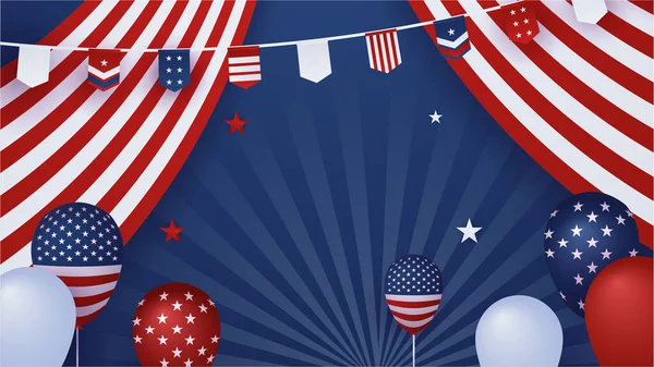 Γιορτάστε Ημέρα Ανεξαρτησίας Αμερικανικό Κόκκινο Και Μπλε Φόντο Σχεδιασμού — Διανυσματικό Αρχείο