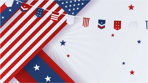 Vier Onafhankelijkheidsdag Amerikaanse Rode Blauwe Design Achtergrond — Stockvector