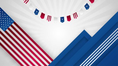 Farklı unsurlara sahip Bağımsızlık Günü Kırmızı ve Mavi Tasarım arka planı