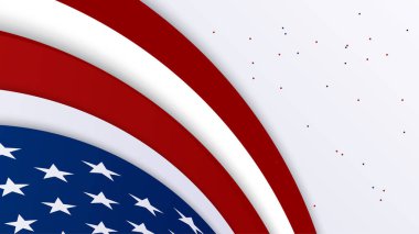 Amerikan kırmızı ve mavi tasarım arka planına sahip Bağımsızlık Günü seti