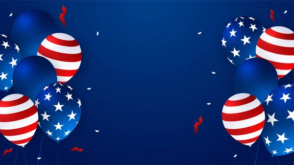 Set Van Onafhankelijkheidsdag Met Verschillende Elementen Amerikaanse Rode Blauwe Design — Stockvector