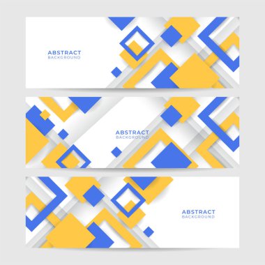 Soyut mavi renkli memphis seti geniş afiş tasarımı arka planı soyut renkli memphis geometrik iş afişi. Vektör illüstrasyonu.