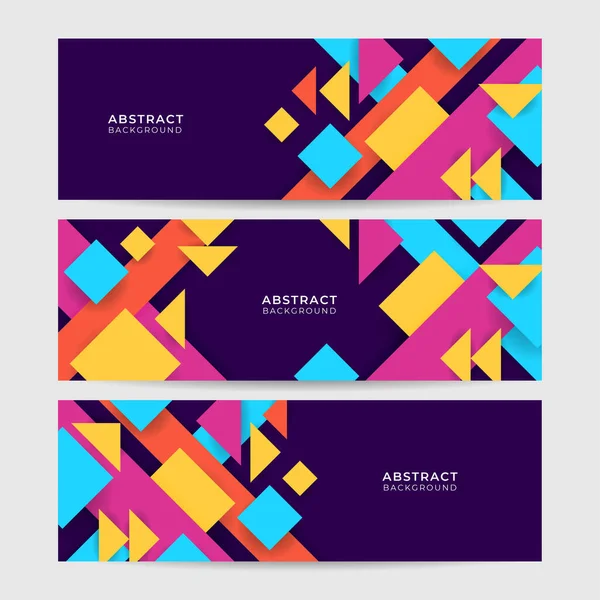 Set Shape Abstract Colorful Memphis Wide Banner Design Background Abstract — Διανυσματικό Αρχείο