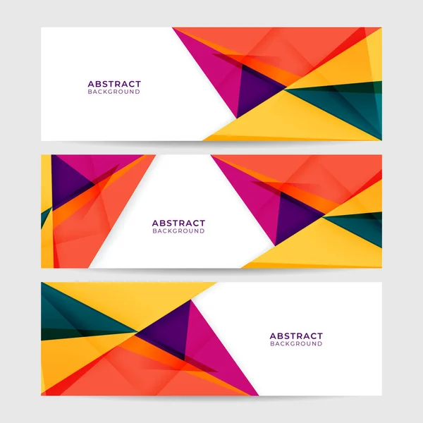 Set Gradient Triangle Abstract Colorful Memphis Wide Banner Design Background — Διανυσματικό Αρχείο