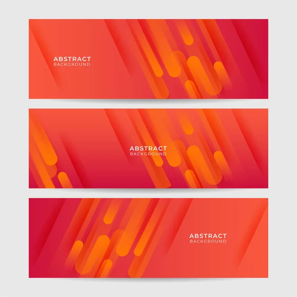 Set Degradado Abstracto Naranja Colorido Memphis Amplio Banner Diseño Fondo — Vector de stock