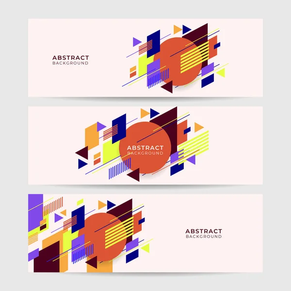 Conjunto Forma Abstracta Colorido Memphis Amplio Fondo Diseño Banner Fondo — Vector de stock