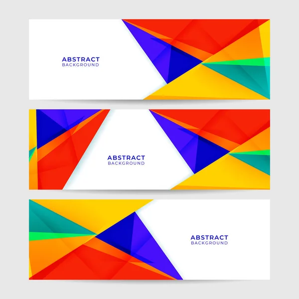 Ensemble Triangle Abstrait Coloré Memphis Large Fond Conception Bannière Abstrait — Image vectorielle