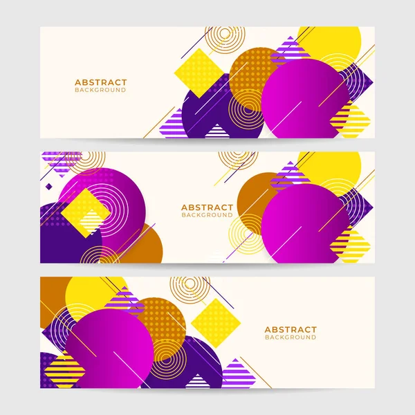 Set Forma Astratto Colorato Memphis Ampio Banner Design Sfondo Astratto — Vettoriale Stock