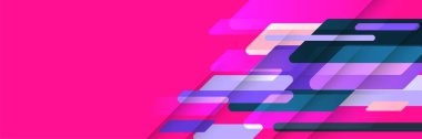 Çizgiler soyut pembe renkli memphis geniş pankart tasarımı arka plan