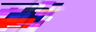 Çizgiler soyut mor renkli memphis geniş pankart tasarımı arka plan