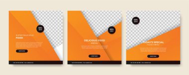 Fast food restoranı işi sosyal medya paylaşımı ya da soyut arka plan, logo ve ikona sahip web afişi tasarımı. Sağlıklı yemek teslimatı çevrimiçi satış tanıtım broşürü veya poster.