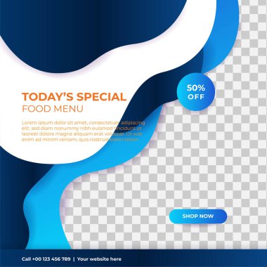 Modern evrensel sosyal medya şablonu. Reklamlar için internet afişi, ilan veya poster satışa sunuluyor. Seyahat, iş, yemek menüsü, moda, yaratıcı dijital ajans tasarımı.