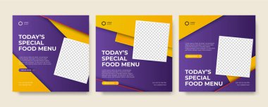 Modern evrensel sosyal medya şablonu. Reklamlar için internet afişi, ilan veya poster satışa sunuluyor. Seyahat, iş, yemek menüsü, moda, yaratıcı dijital ajans tasarımı.