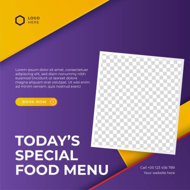 Modern evrensel sosyal medya şablonu. Reklamlar için internet afişi, ilan veya poster satışa sunuluyor. Seyahat, iş, yemek menüsü, moda, yaratıcı dijital ajans tasarımı.