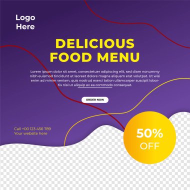 Modern evrensel sosyal medya şablonu. Reklamlar için internet afişi, ilan veya poster satışa sunuluyor. Seyahat, iş, yemek menüsü, moda, yaratıcı dijital ajans tasarımı.