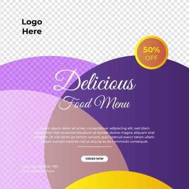 Modern evrensel sosyal medya şablonu. Reklamlar için internet afişi, ilan veya poster satışa sunuluyor. Seyahat, iş, yemek menüsü, moda, yaratıcı dijital ajans tasarımı.