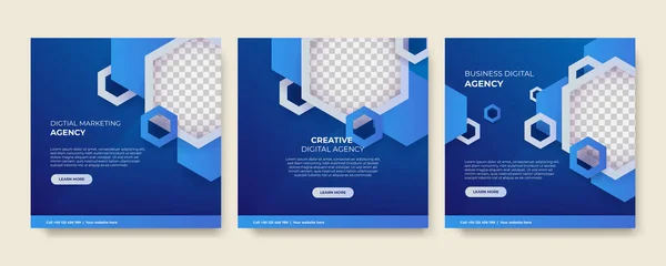 Digital Marketing Agency Social Media Post Template Design Modern Blue — Stock vektor