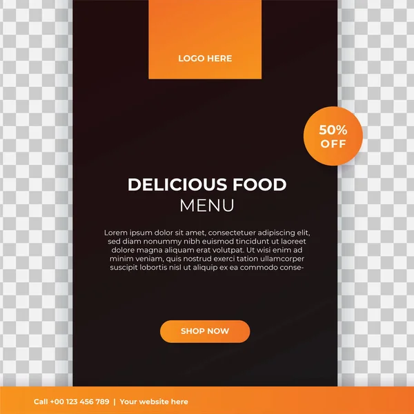 Super Delicious Fast Food Social Media Post Template Healthy Tasty — Stock Vector