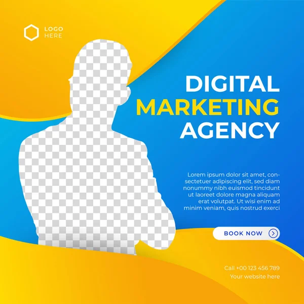 Digitale Marketing Agentur Social Media Post Template Design Modernes Blaues — Stockvektor