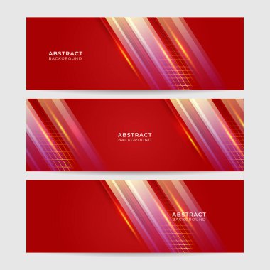 Modern soyut koyu kırmızı pankart arka planı. Gradyan açık kırmızı renkli Soyut geniş pankart tasarımı arkaplanı