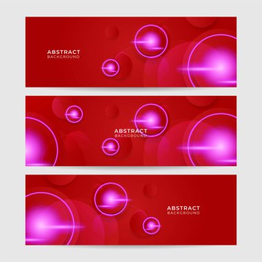 Modern soyut koyu kırmızı pankart arka planı. Gradient dairesi açık kırmızı pembe soyut geniş pankart tasarımı arkaplanı