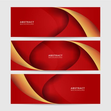 Modern soyut koyu kırmızı pankart arka planı. Modern dalga kırmızı ve turuncu renkli Soyut geniş pankart tasarımı arkaplanı