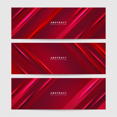 Modern soyut koyu kırmızı turuncu pankart arka planı. Kırmızı renkli ışık çizgisi seti Soyut geniş pankart tasarım arkaplanı